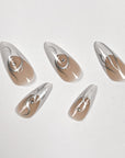 Silver Inferno Press on Nails