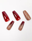 Gilded Crimson Press on Nails