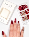 Gilded Crimson Press on Nails