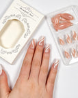 Cream Stripes Press on Nails