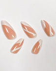 Cream Stripes Press on Nails