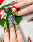 Green Christmas Press on Nails