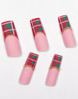 Christmas Red Plaid Press on Nails