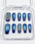 Blue Spider Web Press on Nails