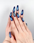 Blue Spider Web Press on Nails
