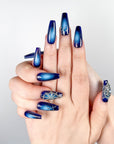Blue Spider Web Press on Nails