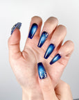 Blue Spider Web Press on Nails