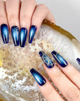 Blue Spider Web Press on Nails