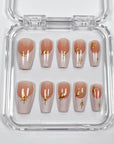 French Gold Graffiti Press on Nails