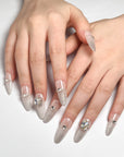 Silver Shining Heart Press on Nails