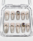Silver Shining Heart Press on Nails