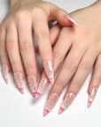 Sweet Pearl Bow French Press on Nails