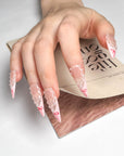 Sweet Pearl Bow French Press on Nails