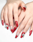 Wine Red Heart Press on Nails