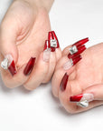 Wine Red Heart Press on Nails
