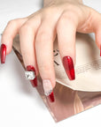 Wine Red Heart Press on Nails