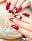 Wine Red Heart Press on Nails