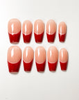 Red Edge French Press on Nails