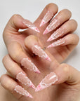 Sweet Pearl Bow French Press on Nails