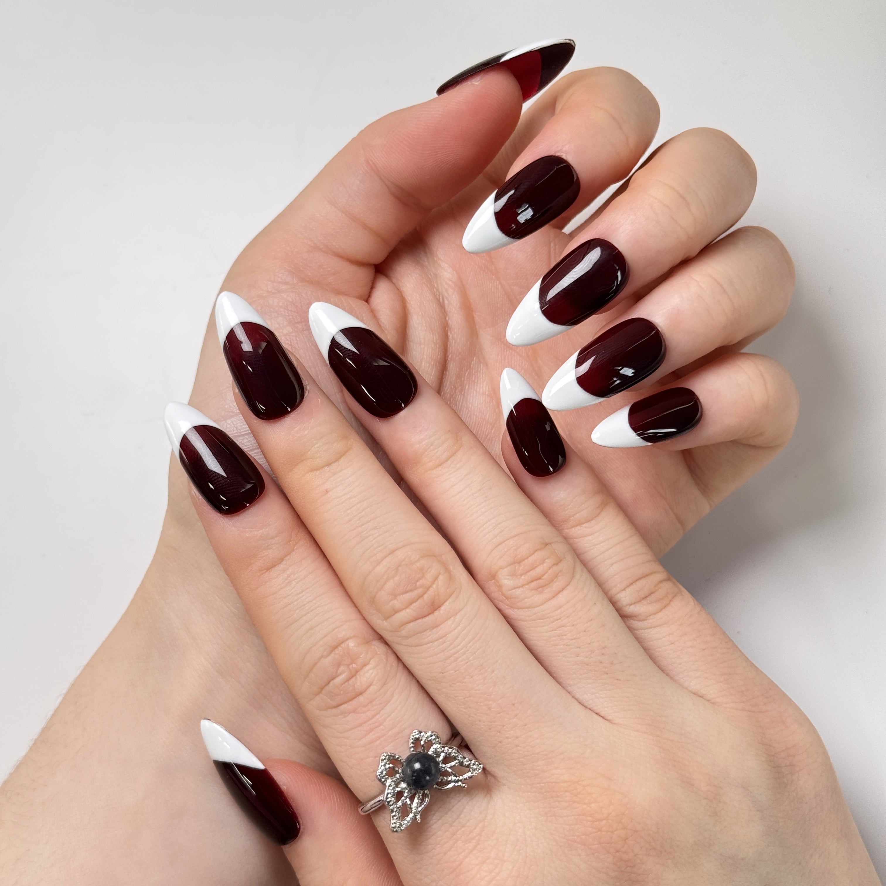 Burgundy French Press-On Nails | Timeless Elegance | Betifnail Burgundy French Press-On Nails | Timeless Elegance | Betifnail