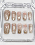 Mocha Bow Press on Nails