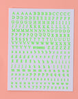 Wholesale 12-color Letter Fluorescent DIY Nail Decal Stickers