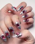 Silver Sparkle Ruby Press on Nails