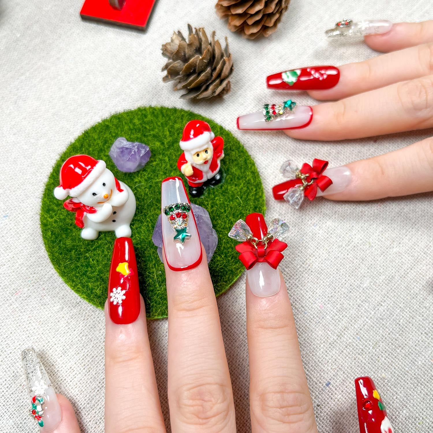 Christmas Bow Press on Nails