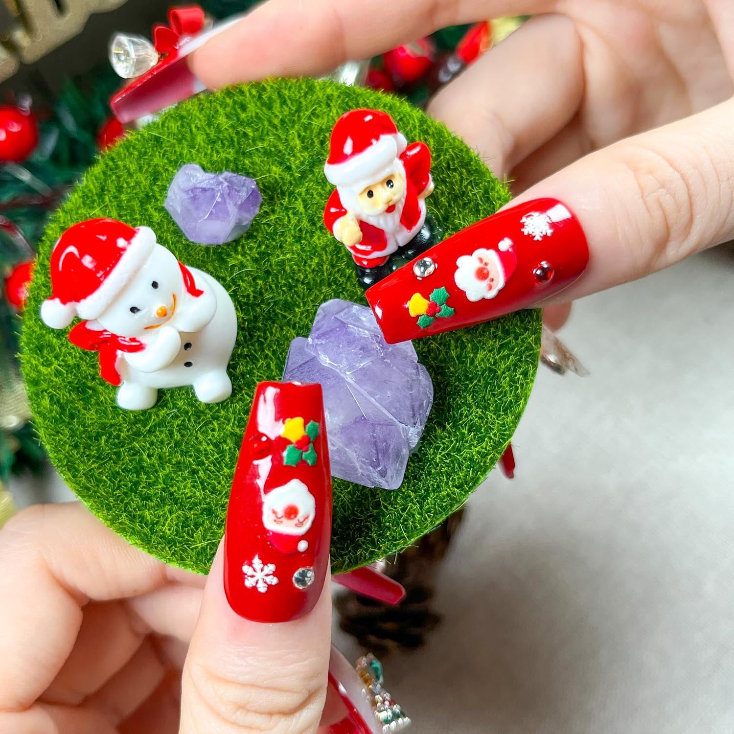 Christmas Bow Press on Nails