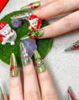 Glistening Greenery Press on Nails