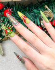 Glistening Greenery Press on Nails