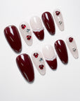 Wine Red Party Press on Nails