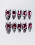 Silver Sparkle Ruby Press on Nails