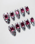 Silver Sparkle Ruby Press on Nails