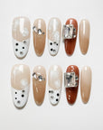 Caramel Polka Dots Press on Nails