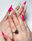 Pink Blooming French Press on Nails