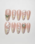 Light Pink Petal Crystal Press-on Nails