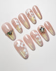 Light Pink Petal Crystal Press-on Nails