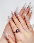 Silver Shining Heart Press on Nails