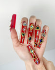 Bright Red Gemstone Press-On Nails