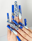 Blue Sparkling Rose Press-On Nails