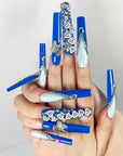 Blue Sparkling Rose Press-On Nails