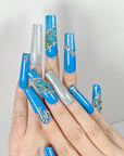 Glitter Sky Blue Press-On Nails