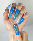 Glitter Sky Blue Press-On Nails