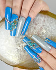 Glitter Sky Blue Press-On Nails