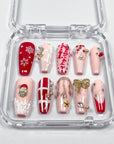 Pink Santa Hat Press on Nails