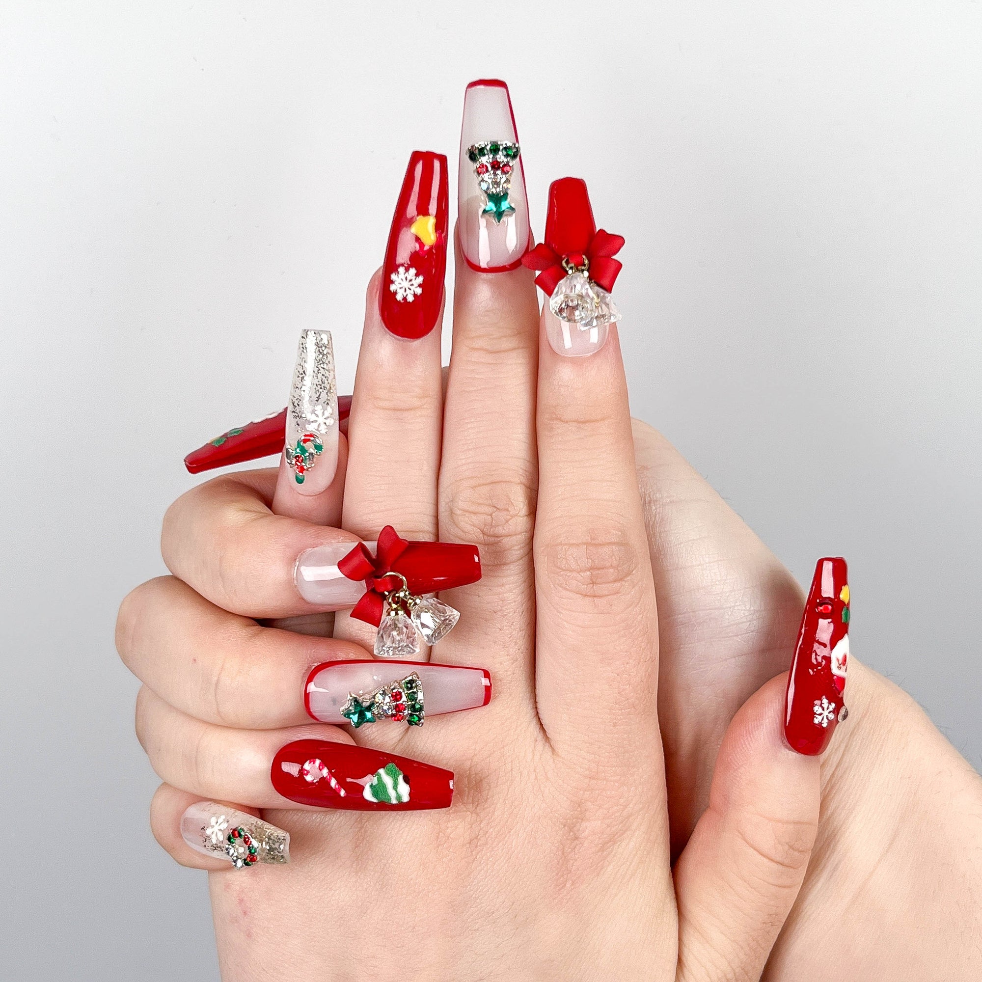 Christmas Bow Press on Nails