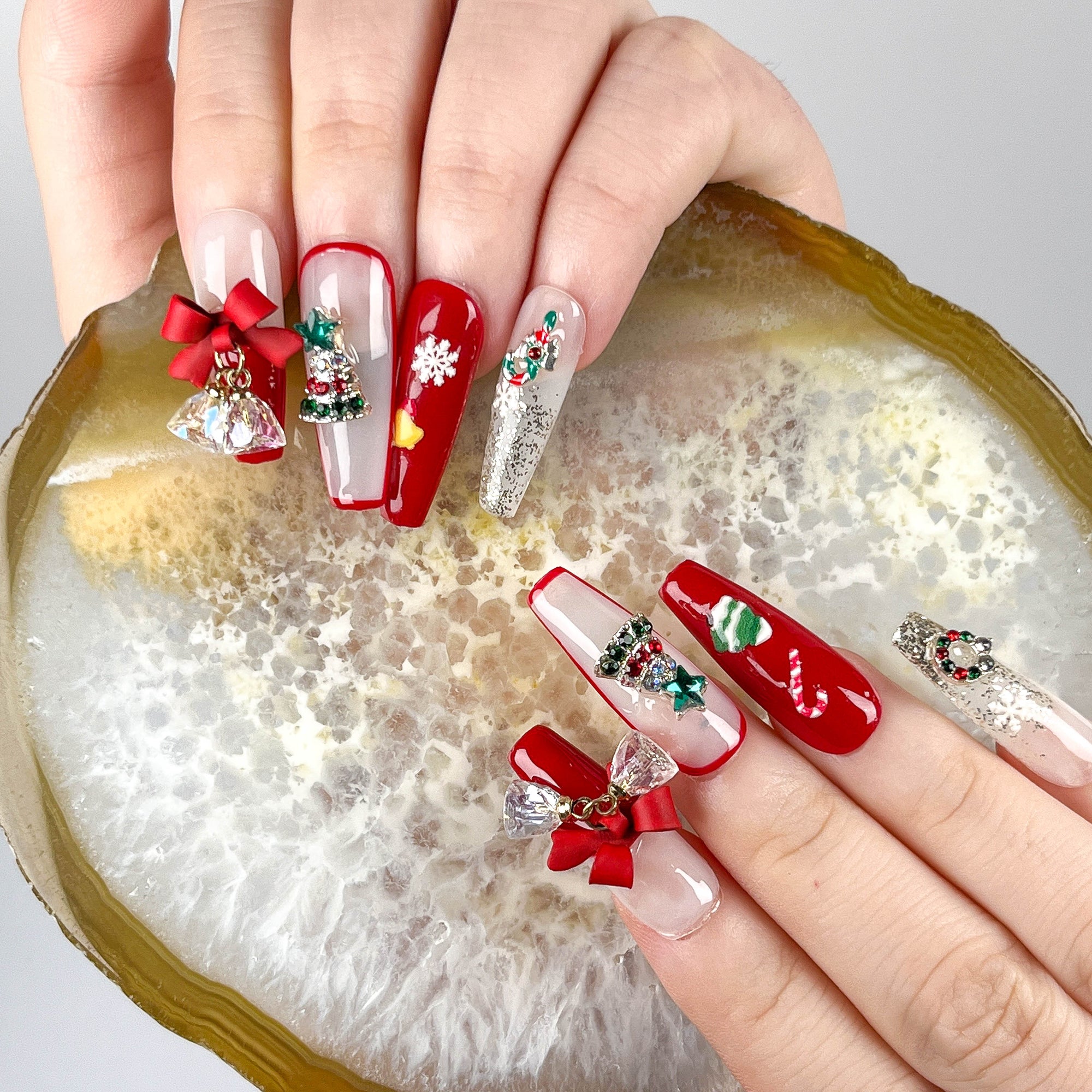 Christmas Bow Press on Nails