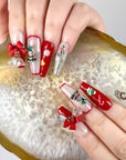 Christmas Bow Press on Nails