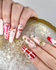 Pink Santa Hat Press on Nails